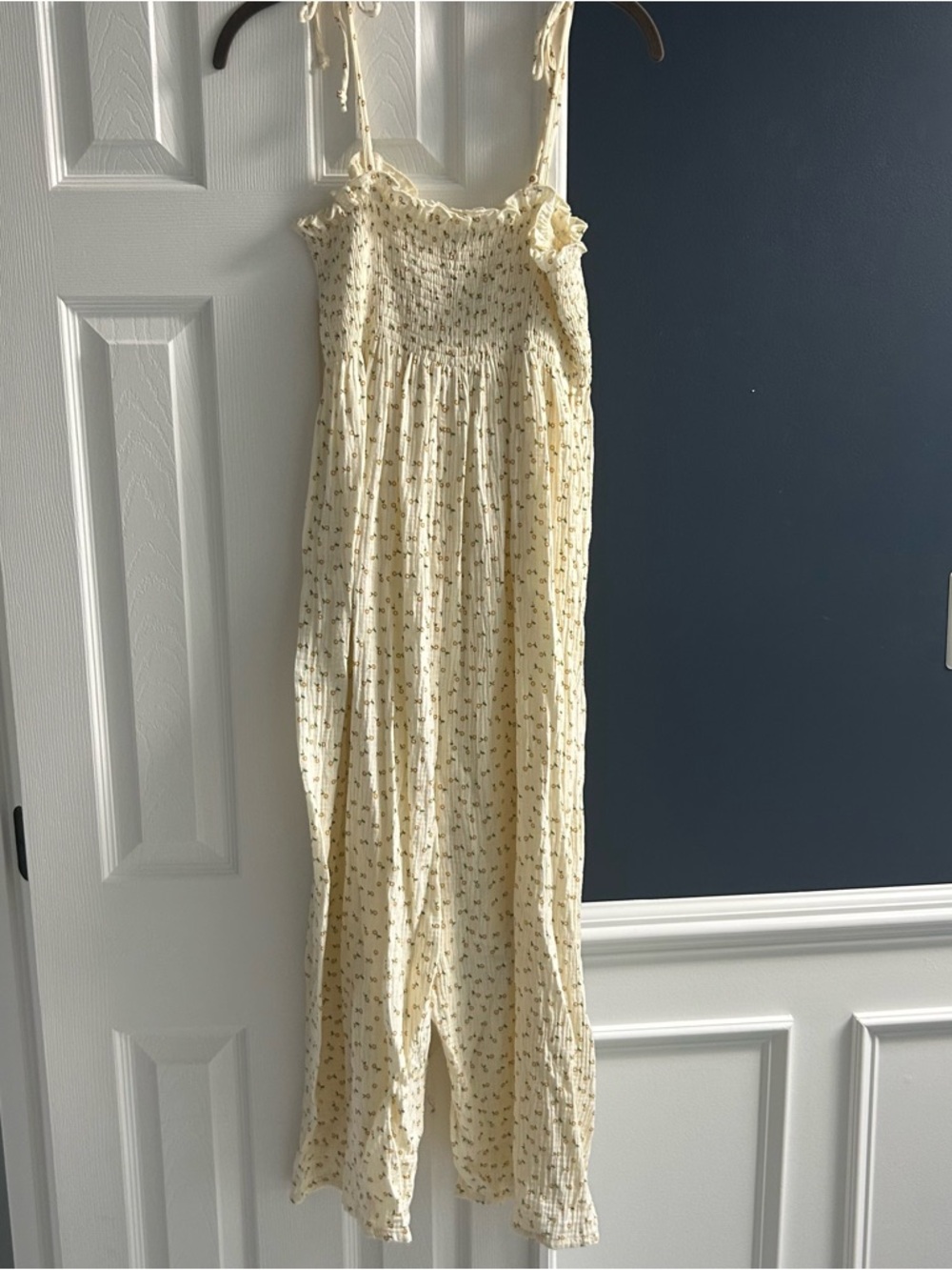 Women's Cream Floral Smocked Jumpsuit